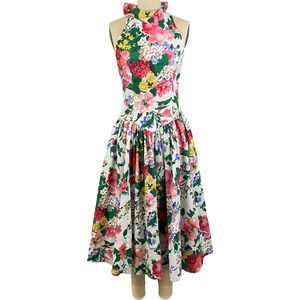 80s Floral Cottage Keyhole Back Dress By Patty O'Neil